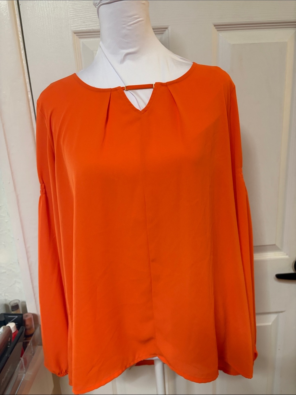 NY Collection Orange Keyhole Tunic Top